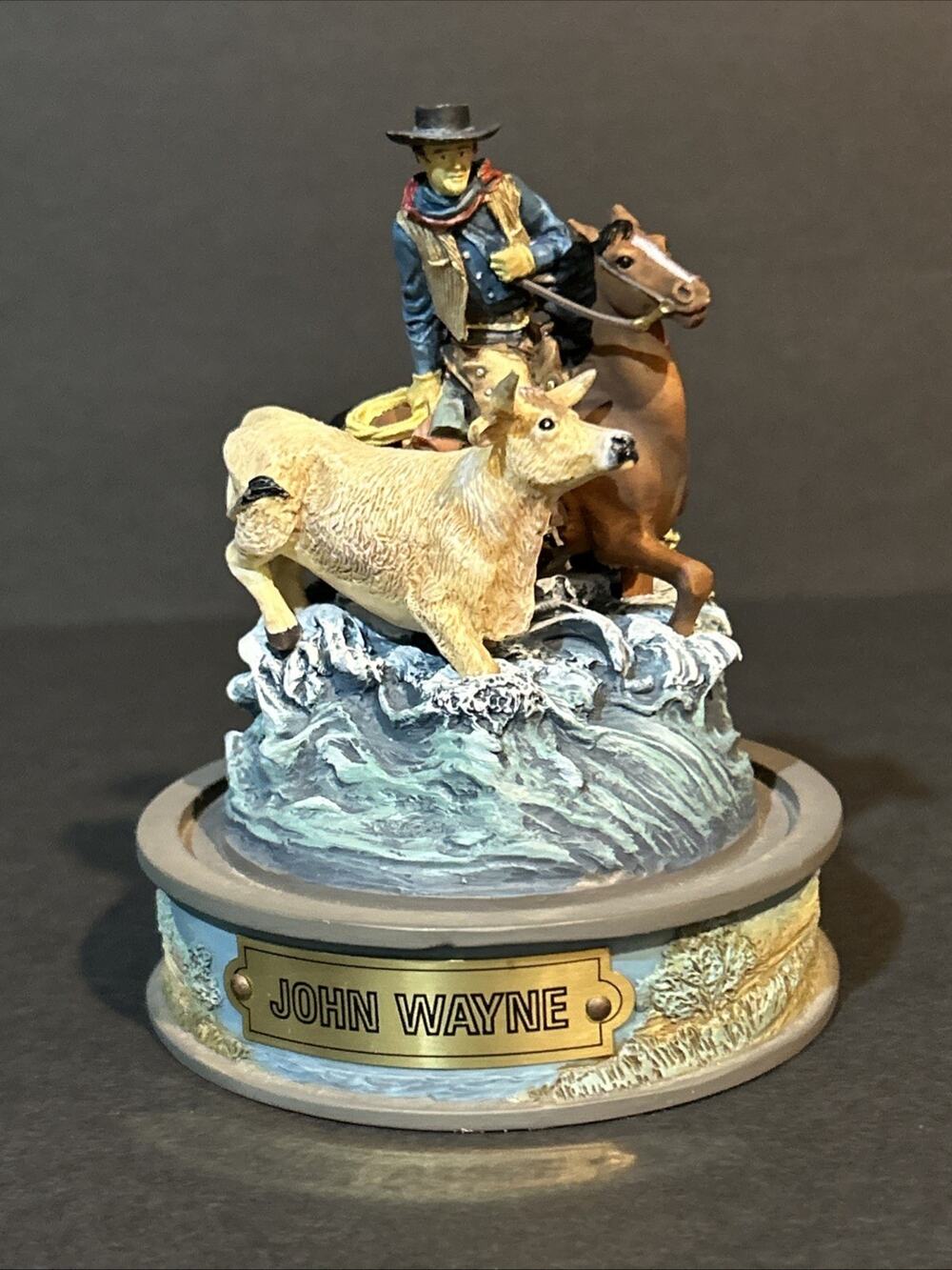 VintageJohn Wayne Collectible Hand Painted Sculpture Franklin Mint #CP04379 RARE